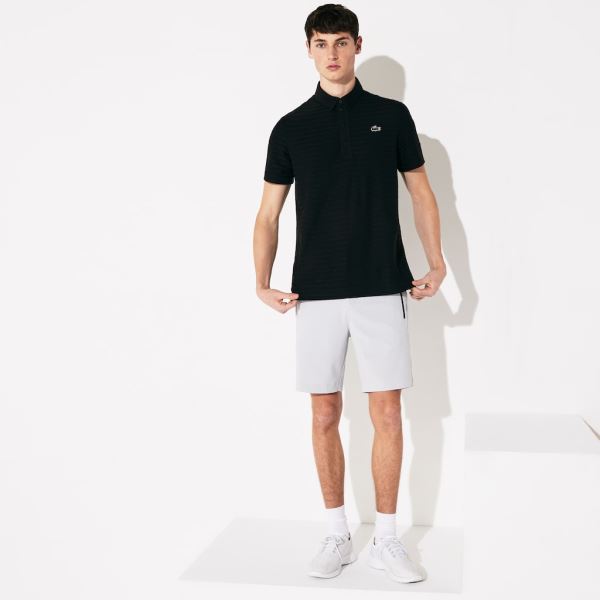 Lacoste SPORT Textured Breathable Golf Polo Shirt Pánské - Polo Černé | CZ-4hz2TZ